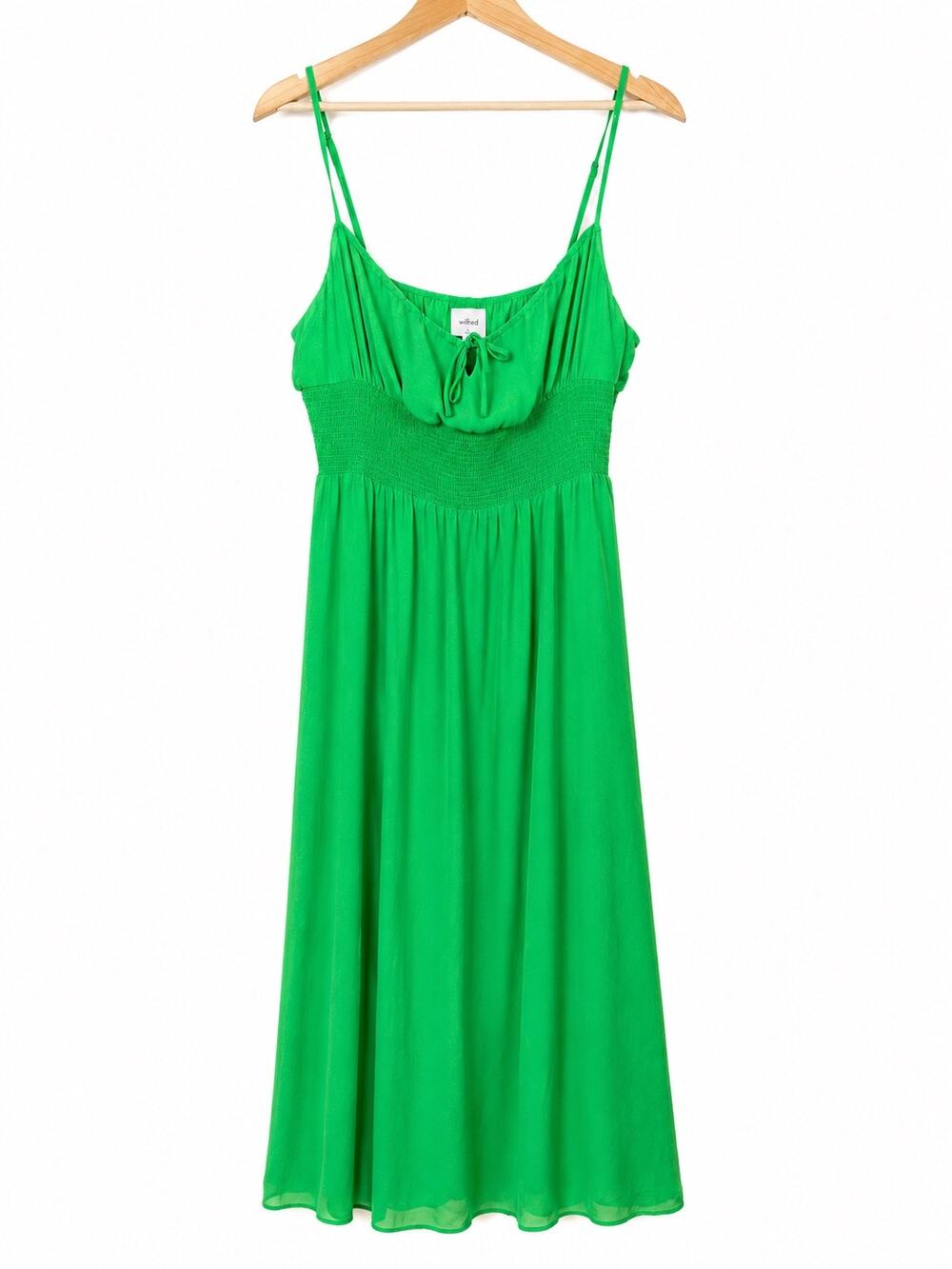 NWT Wilfred Aritzia Green Smocked Waist Midi Dress XL